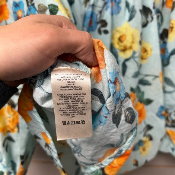 Anthropologie Floral Blouse - Blue and Orange - Picture 4 of 6